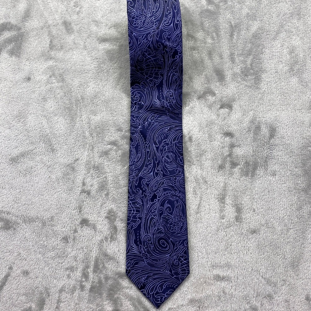 Michael Kors Mens Navy Blue Paisley Silk Necktie